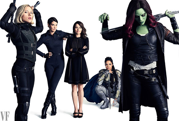 Scarlett Johansson como la rubia Black Widow, Cobie Smulders como Maria Hill, Linda Cardellini como Laura Barton, Tessa Thompson como Valkyrie, y Zoe Saldana como Gamora