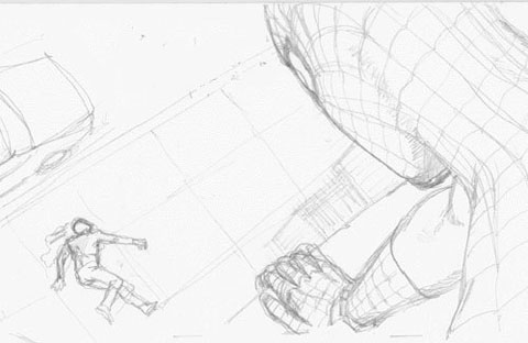 Detalle del storyboard del Spider-Man de James Cameron: Spider-Man