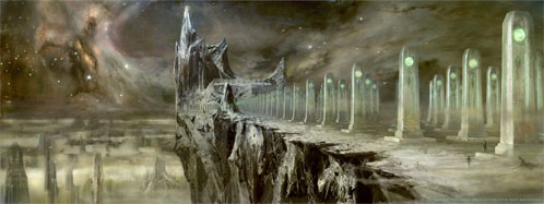 El planeta Oa: Cementerio y Catedral - concept art oficial de Green Lantern