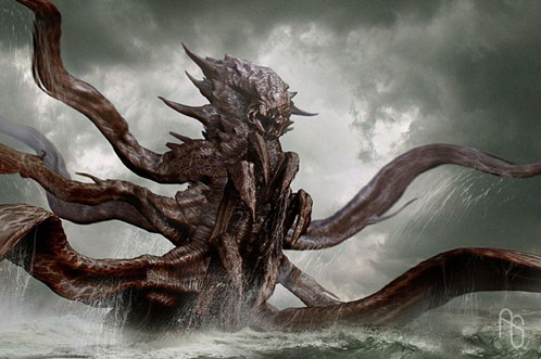 Arte conceptual de Furia de Titanes: Propuesta para el Kraken