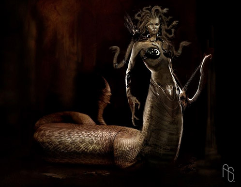 Arte conceptual de Furia de Titanes: propuesta de Medusa