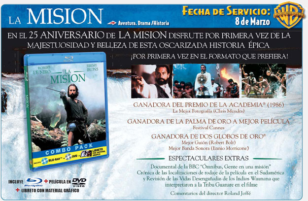 Anuncio del lanzamiento de La Misión en Blu-Ray