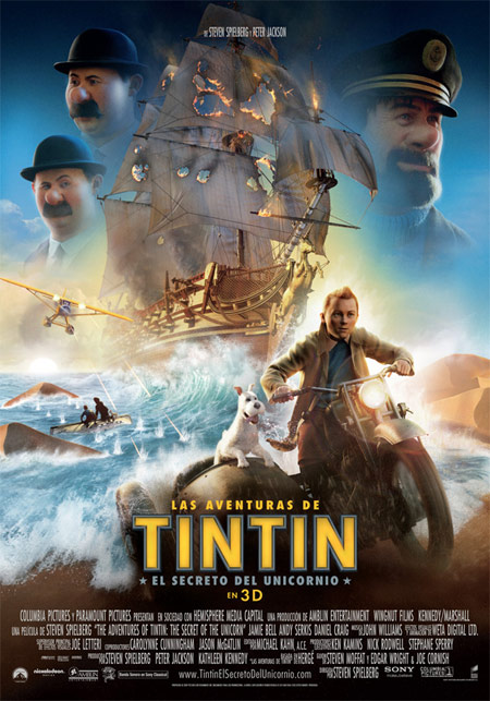 El cartel español de Las aventuras de Tintín: el secreto del Unicornio  