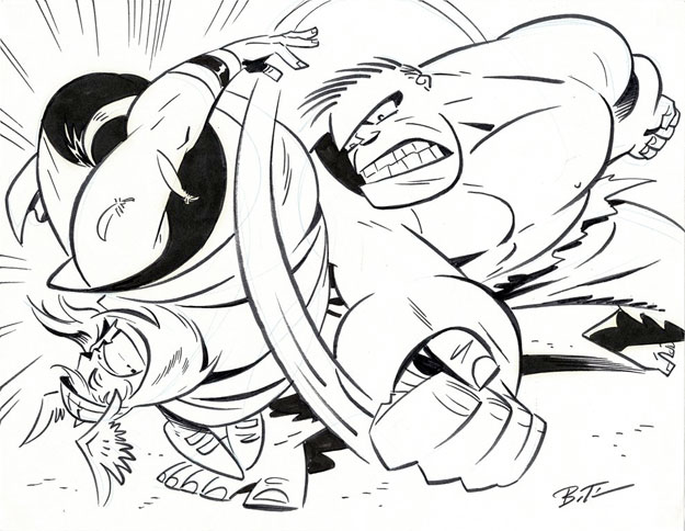 Dibujo de Bruce Timm donde un producto Marvel pone de verano a Thor... reflejo de lo que ha ocurrido hoy