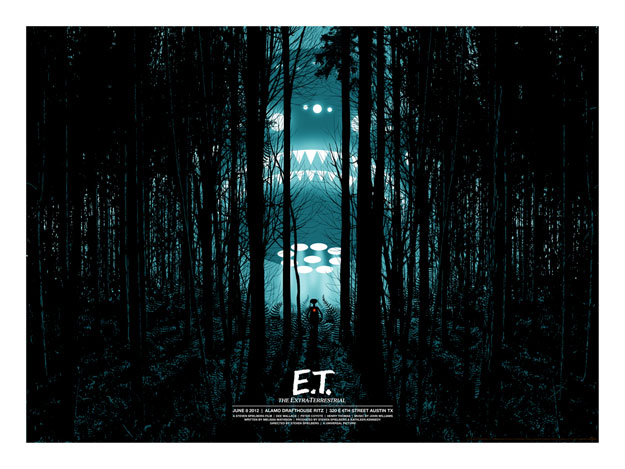 Precioso cartel de E.T. el extraterrestre obra de Alamo Drafthouse / Mondo