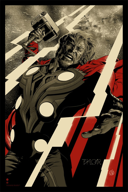 Póster Mondo de Los Vengadores: Thor obra de Martin Ansin