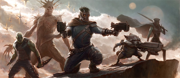 Primer concept art de Guardians of the Galaxy obra de Charlie Wen