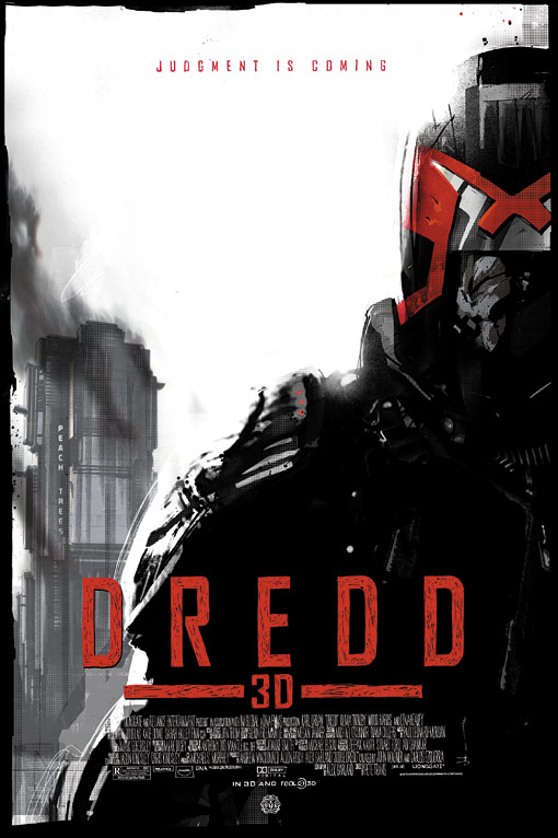 Fantástico póster Mondo de Dredd 3D obra de Jock