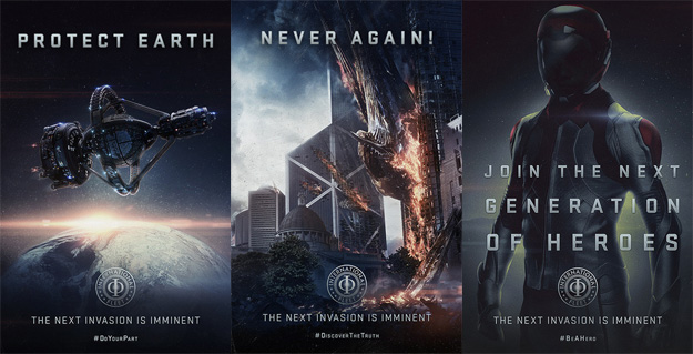 Tres carteles de propaganda de El juego de Ender