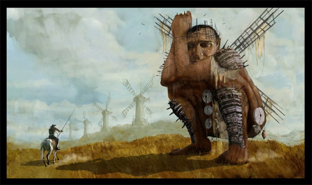 Curioso concept art de Terry Gilliam para su renacido interés en Don Quijote
