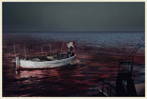 Pescador sobre mar rojo...