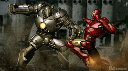 Sketch de Iron Monger vs. Iron Man creado por Adi Granov